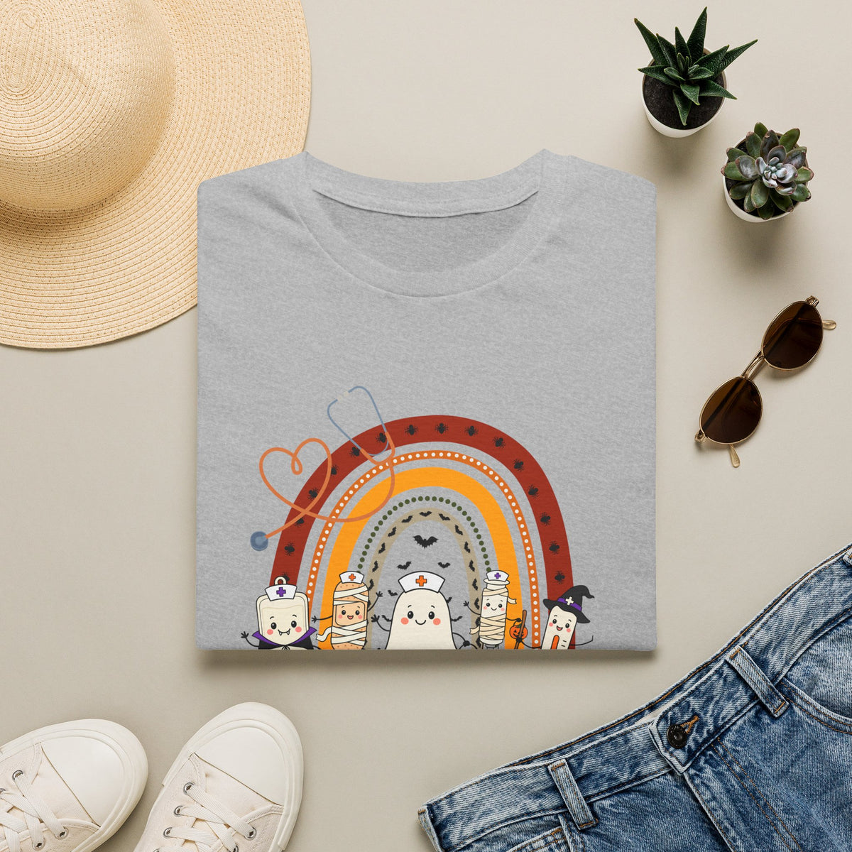 Halloween Rainbow T-Shirt — Cute Candy Corn & Ghosts "Happy Halloween" Tee