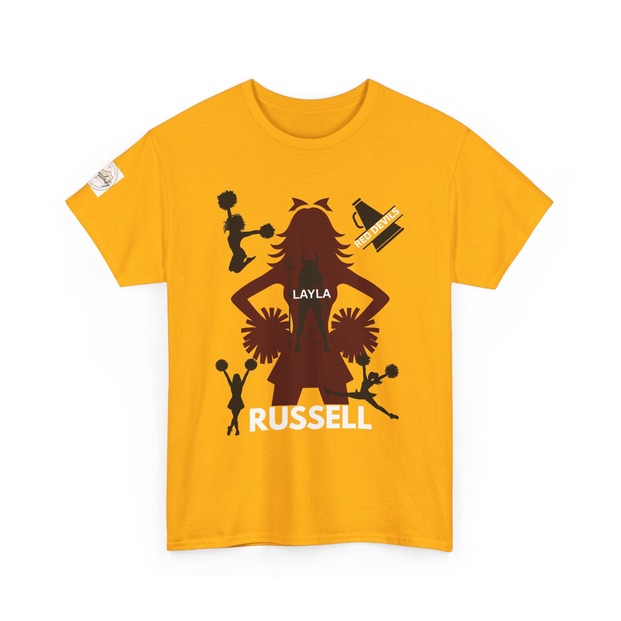Cheer Mom T-Shirt — Personalized Layla Pom Squad Cheerleading Tee