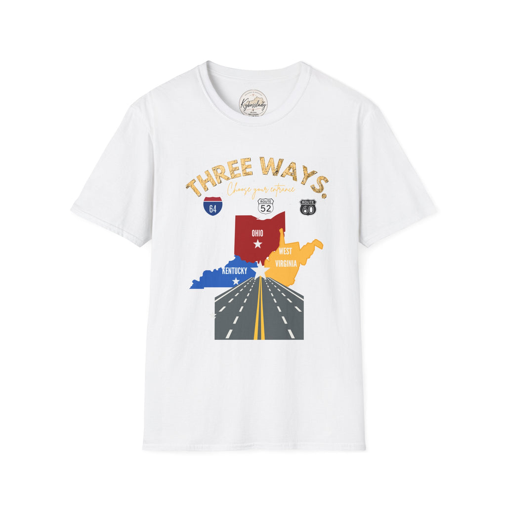 Three Ways Ohio Road Trip T-Shirt — Scenic State Map & Route Signs Tee