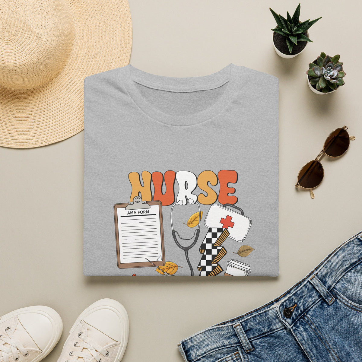 Nurse Fall Vibes T-Shirt — Autumn Healthcare Graphic Tee