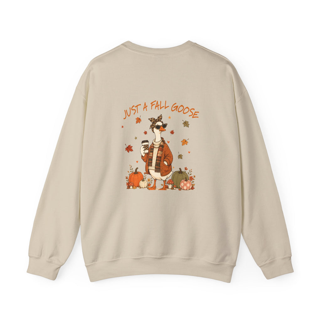 Crewneck Sweatshirt — "Just a Fall Goose" Autumn Graphic, Marshall Health Network Logo