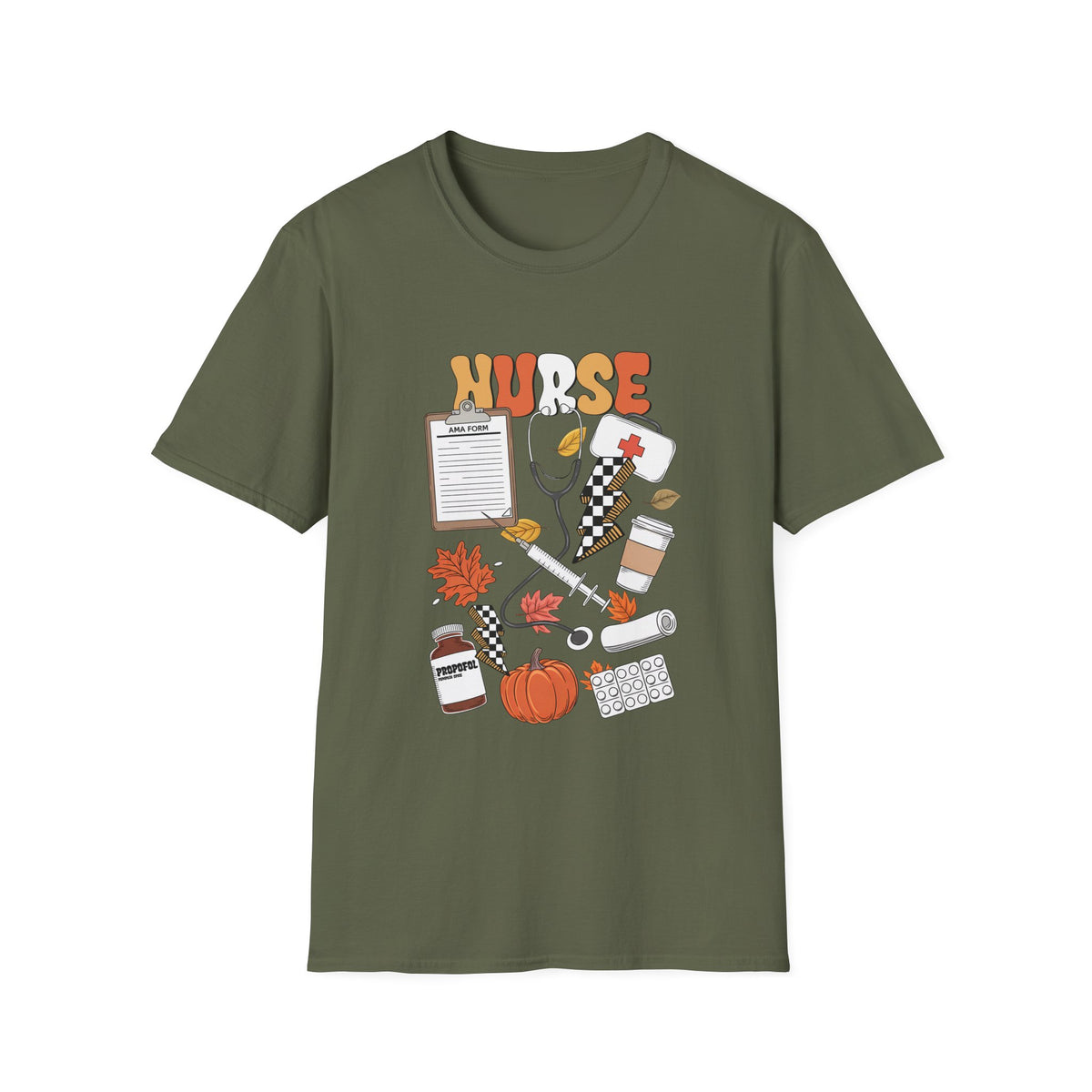 Nurse Fall Vibes T-Shirt — Autumn Healthcare Graphic Tee