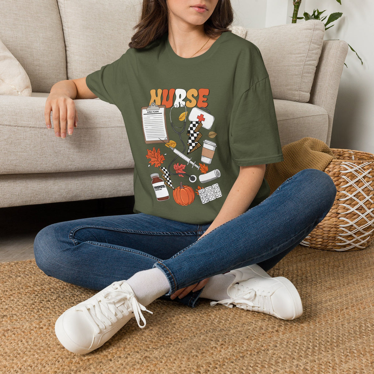 Nurse Fall Vibes T-Shirt — Autumn Healthcare Graphic Tee