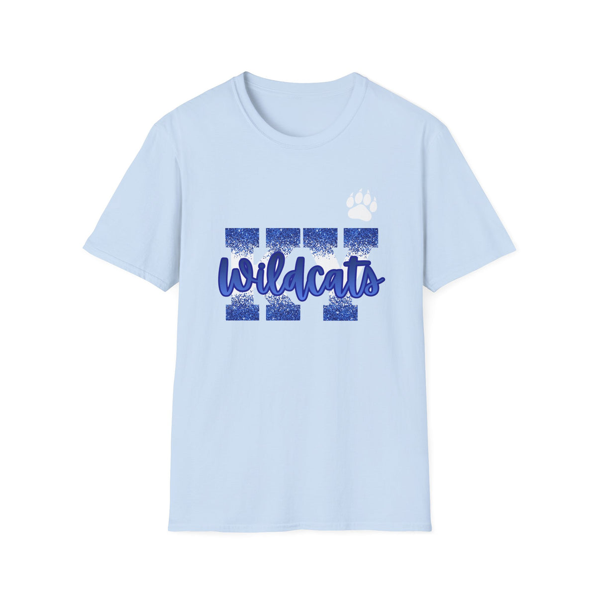 Wildcats Blue Distressed Block Letter T-Shirt — School Spirit Tee