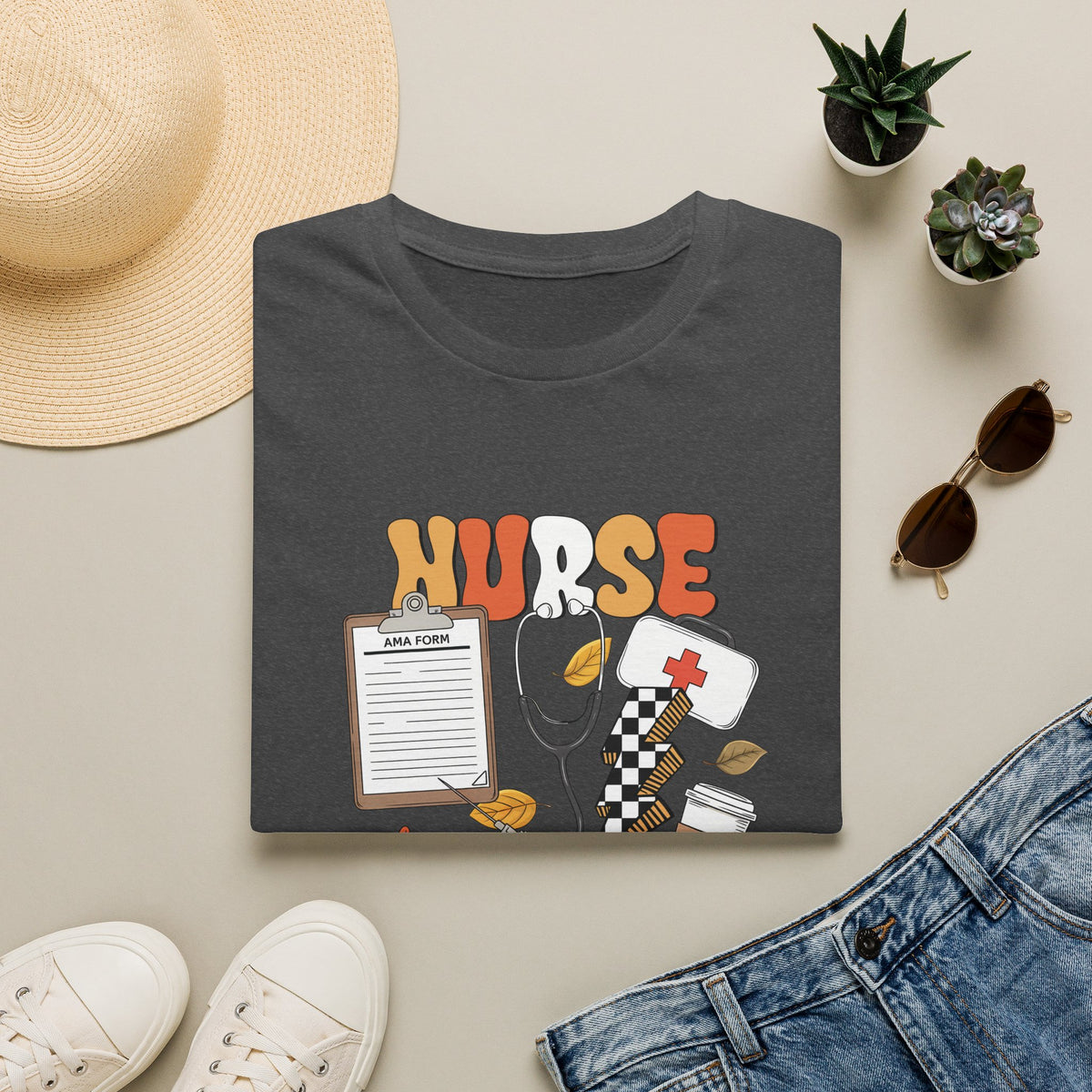 Nurse Fall Vibes T-Shirt — Autumn Healthcare Graphic Tee