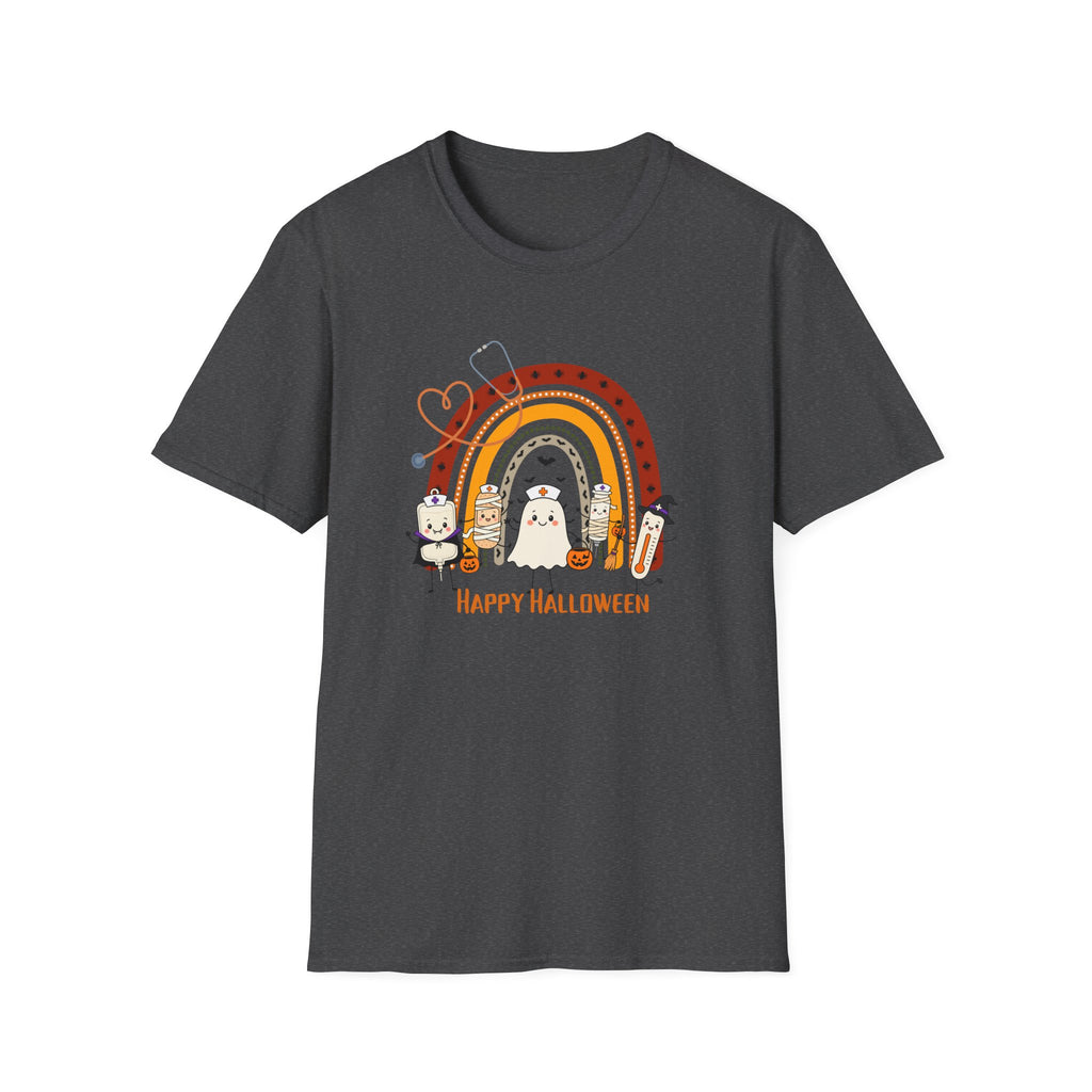 Halloween Rainbow T-Shirt — Cute Candy Corn & Ghosts "Happy Halloween" Tee