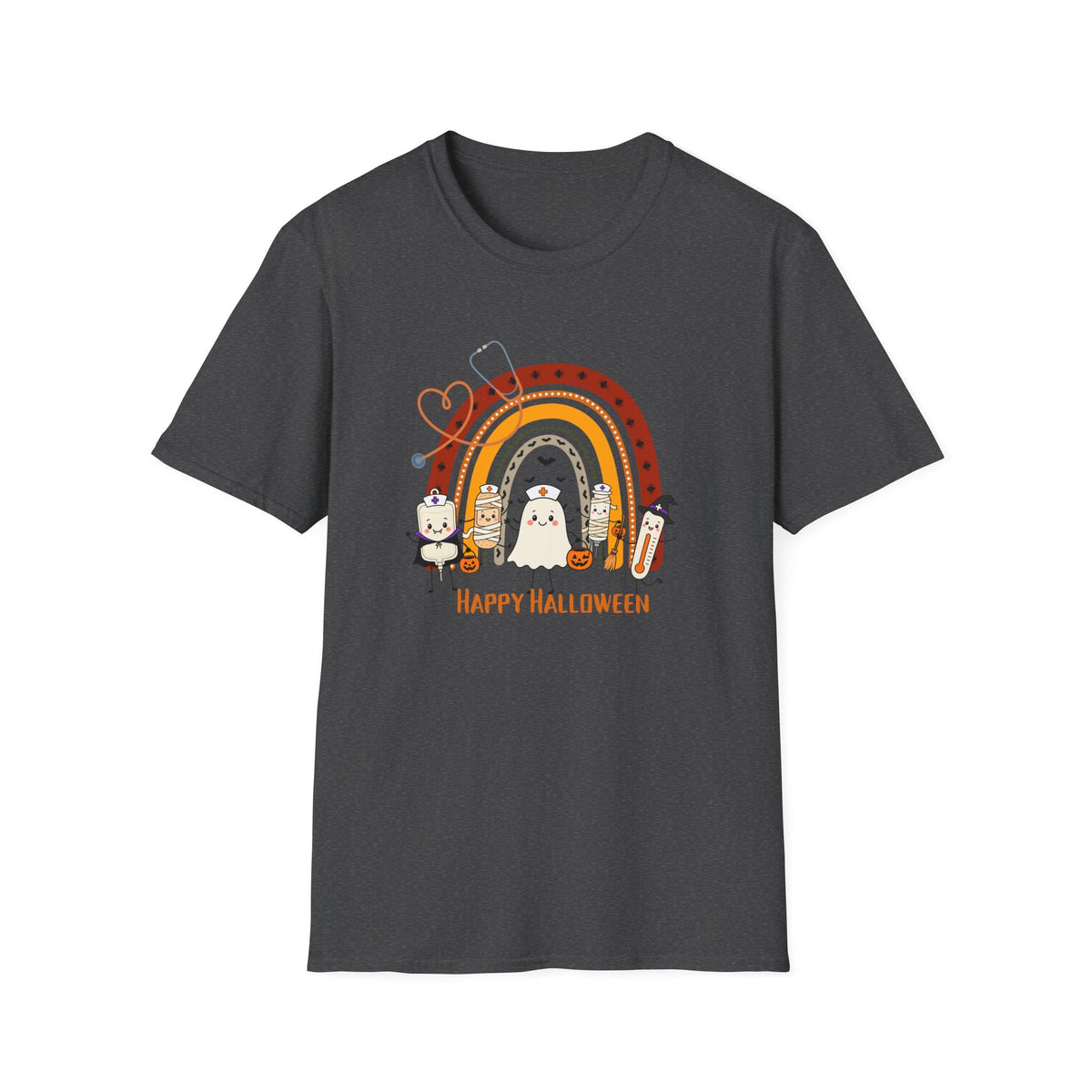 Halloween Rainbow T-Shirt — Cute Candy Corn & Ghosts "Happy Halloween" Tee