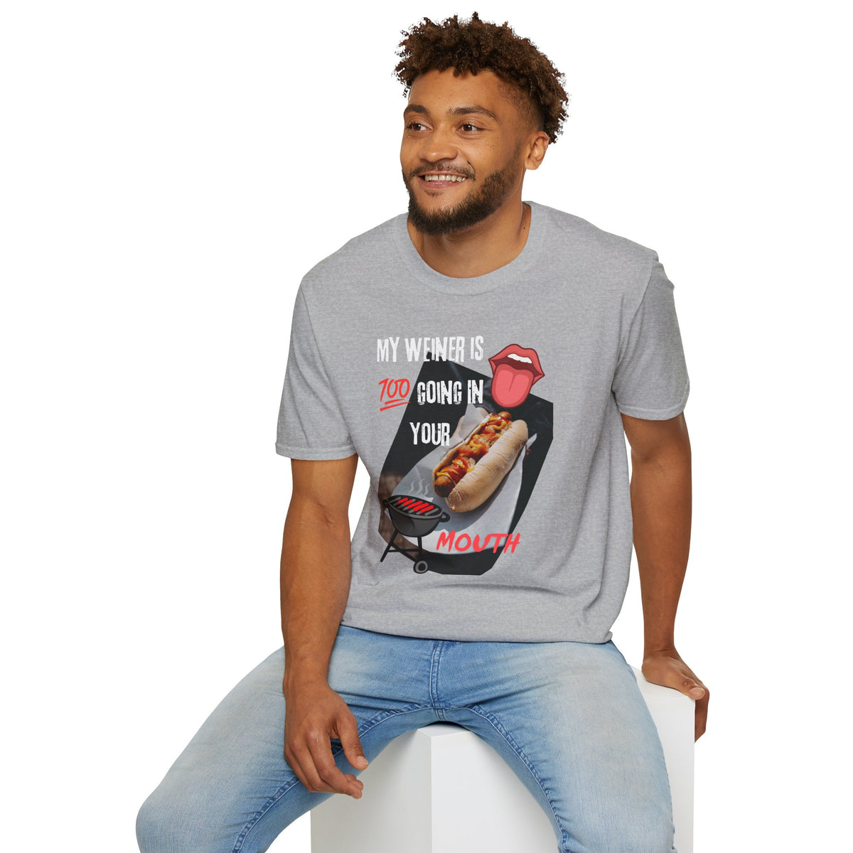 T‑Shirt — “100 Going In Your Mouth” Hot Dog Graphic Tee
