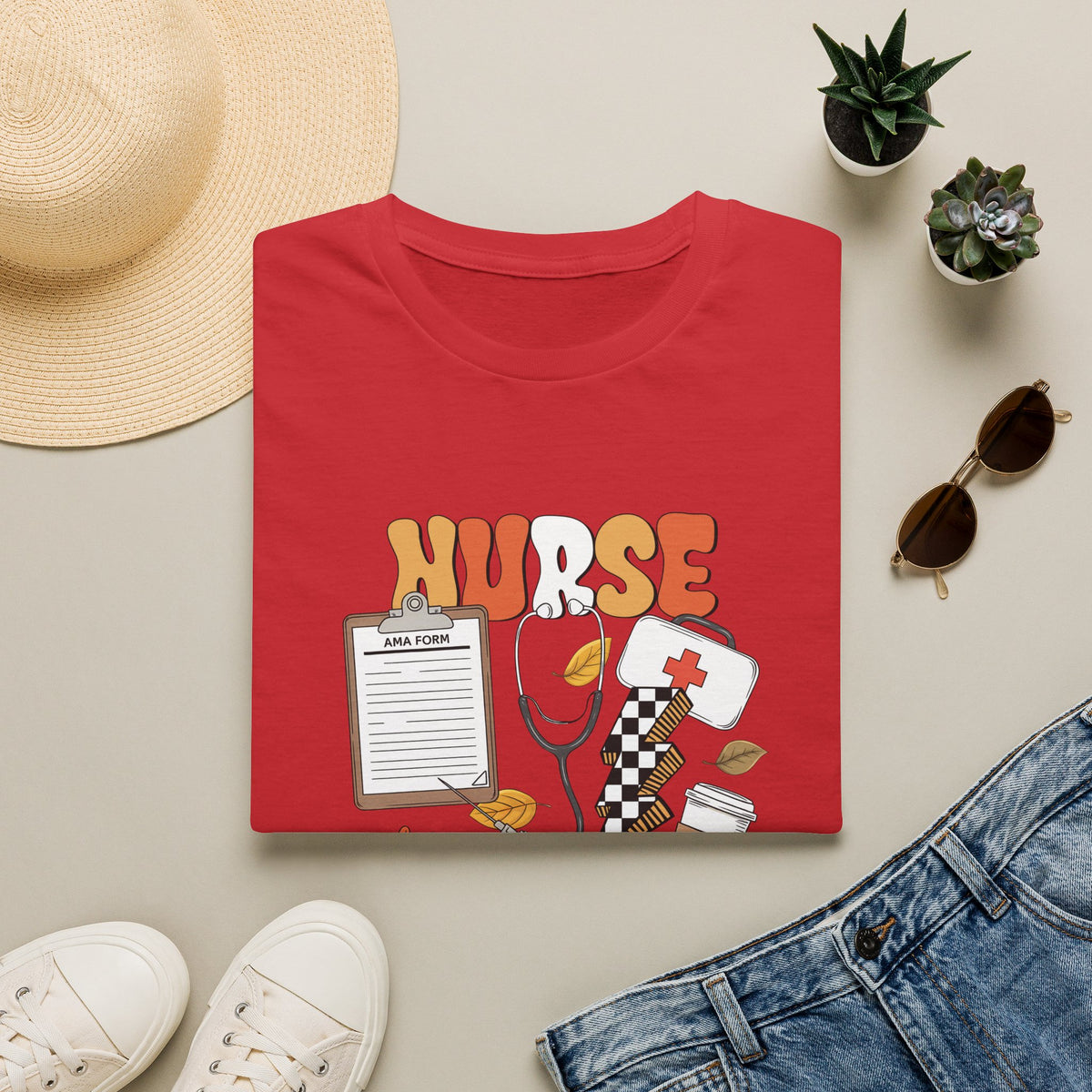 Nurse Fall Vibes T-Shirt — Autumn Healthcare Graphic Tee