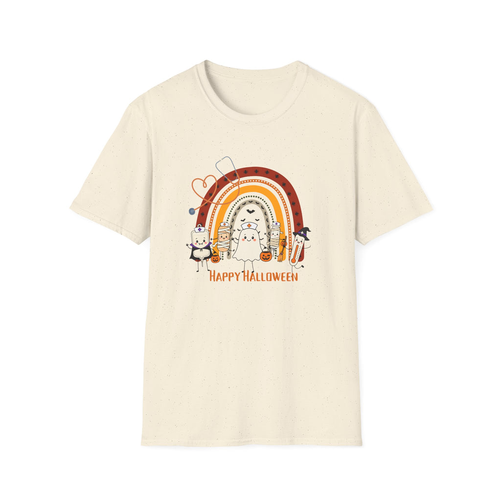 Halloween Rainbow T-Shirt — Cute Candy Corn & Ghosts "Happy Halloween" Tee
