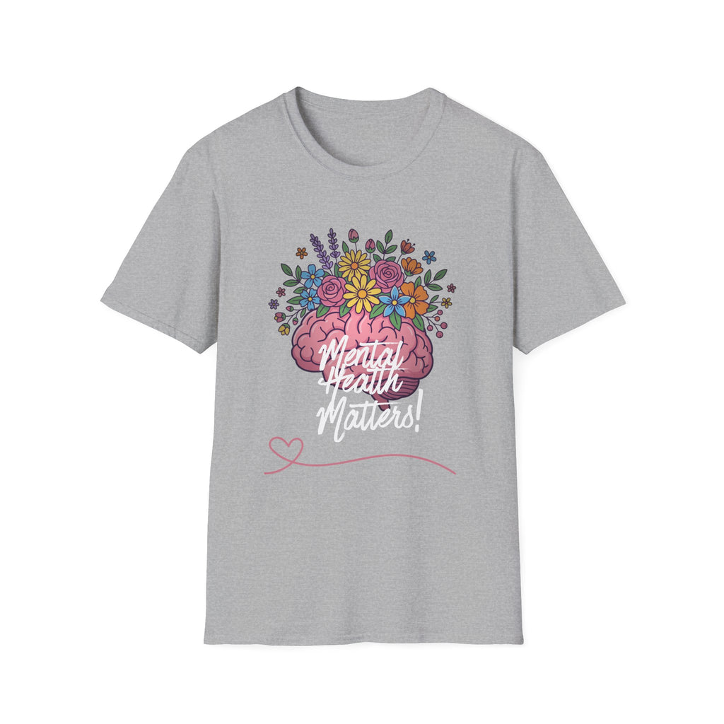 Mental Health Awareness T-Shirt — Floral Brain Design
