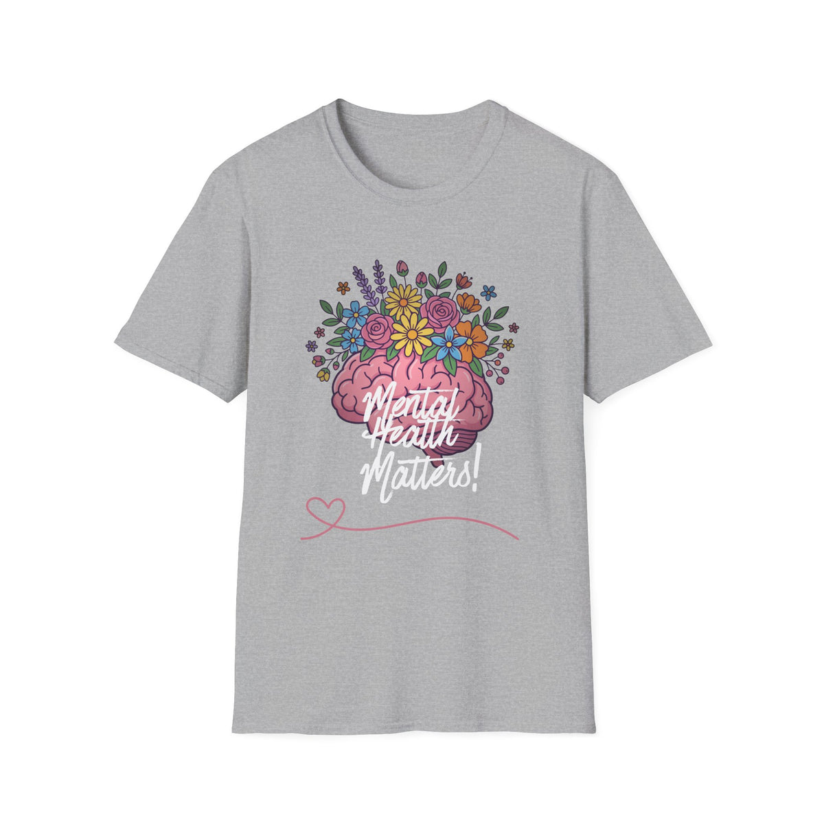 Mental Health Awareness T-Shirt — Floral Brain Design