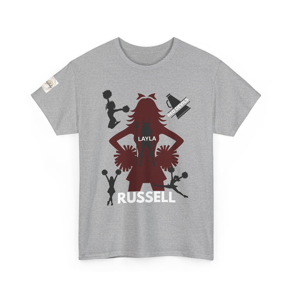 Cheer Mom T-Shirt — Personalized Layla Pom Squad Cheerleading Tee
