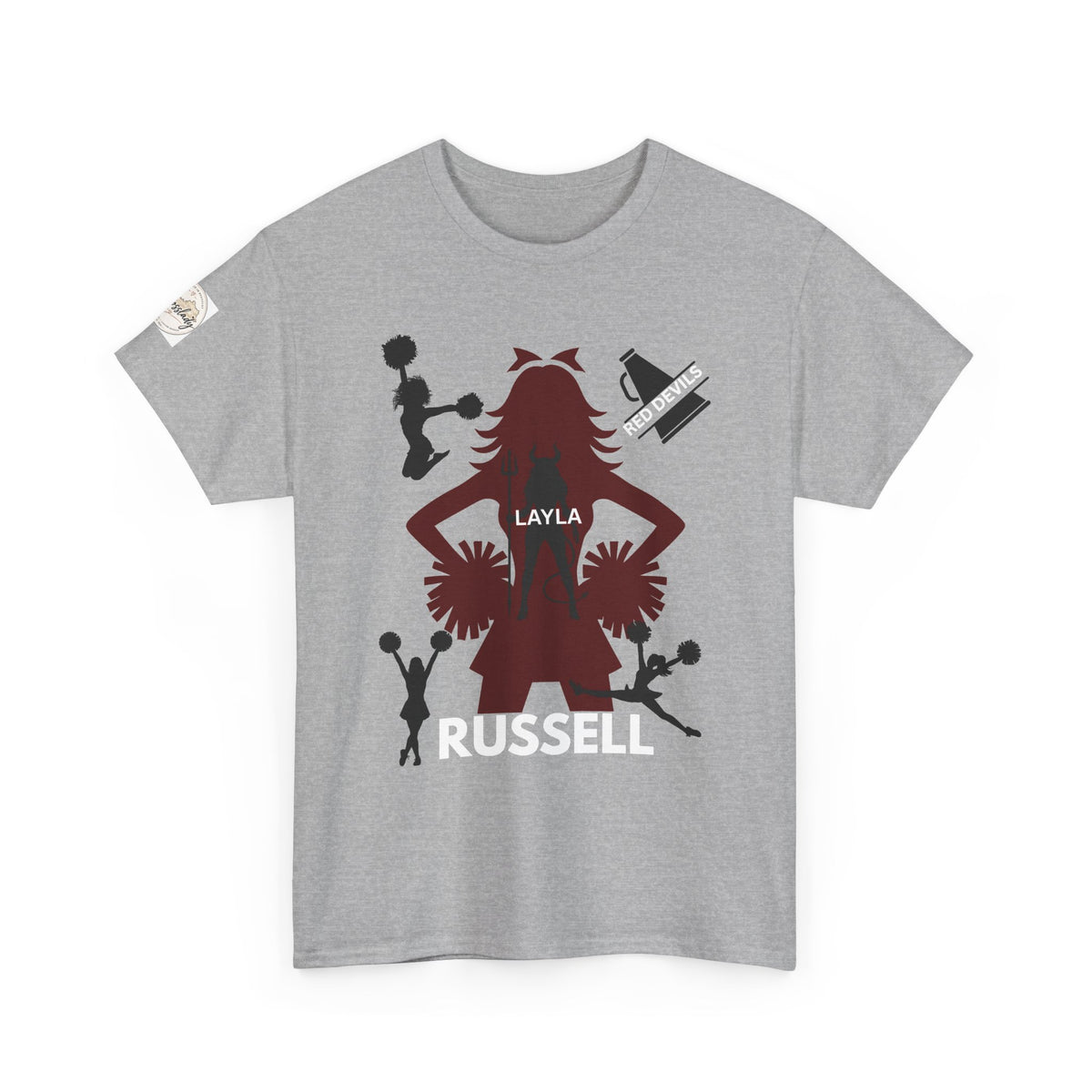Cheer Mom T-Shirt — Personalized Layla Pom Squad Cheerleading Tee
