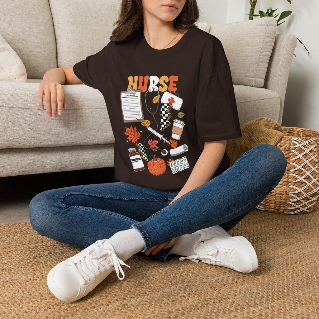 Nurse Fall Vibes T-Shirt — Autumn Healthcare Graphic Tee