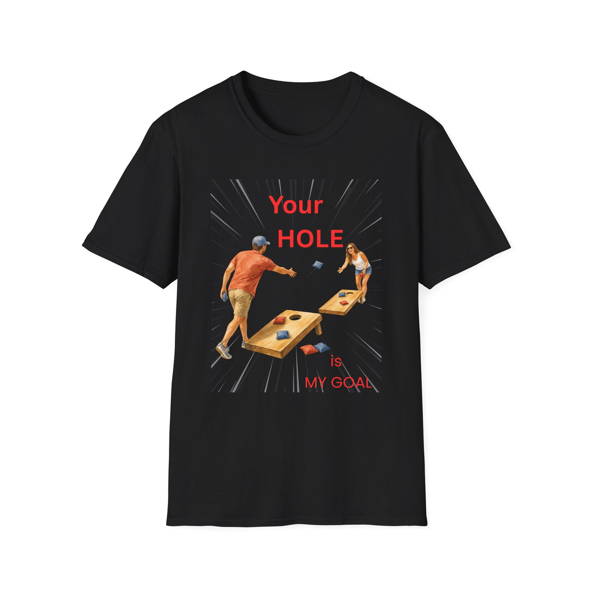 Cornhole Couples T‑Shirt – “Your Hole, My Goal” Funny Corn Toss Tee