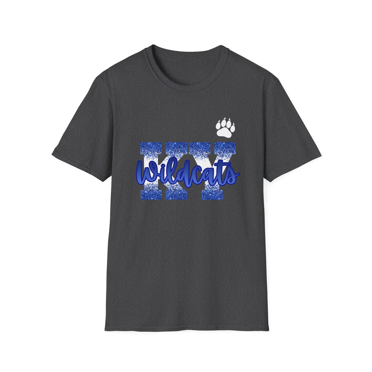 Wildcats Blue Distressed Block Letter T-Shirt — School Spirit Tee