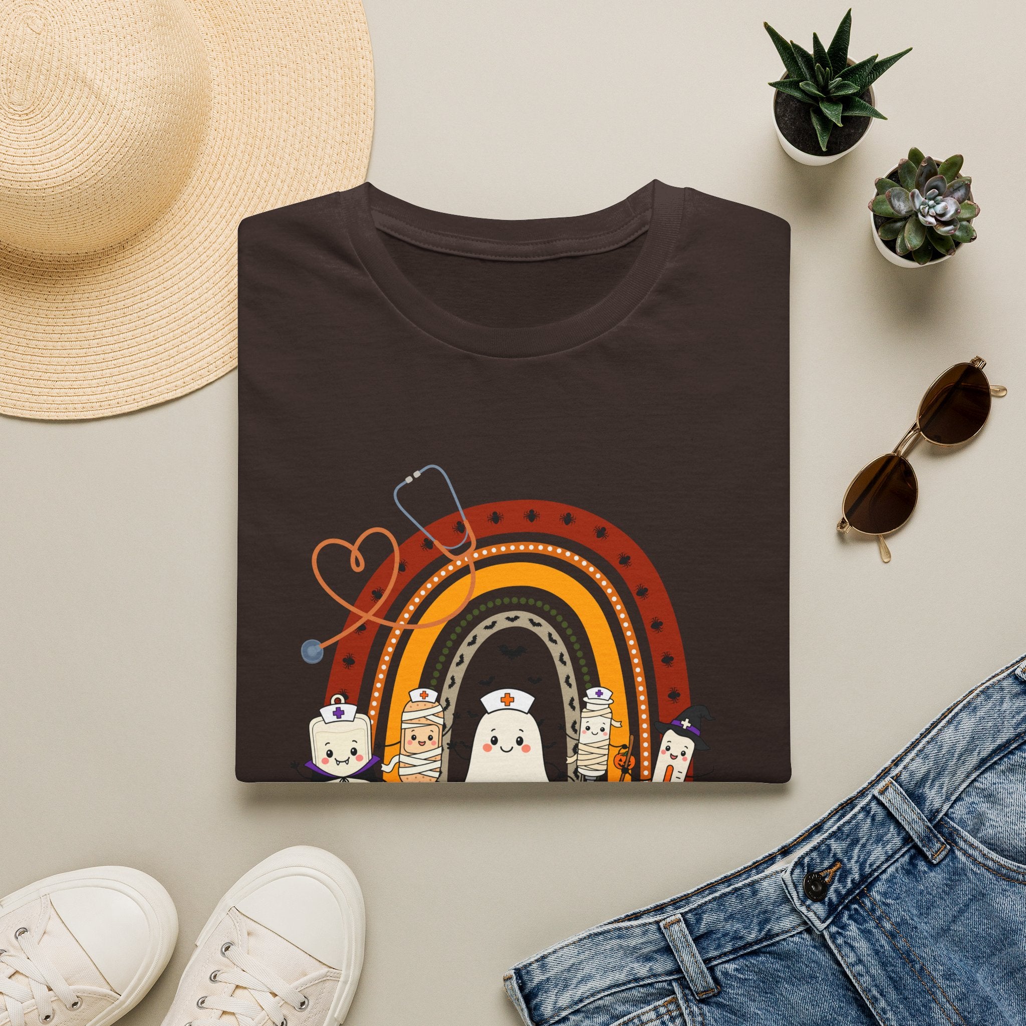 Halloween Rainbow T-Shirt — Cute Candy Corn & Ghosts "Happy Halloween" Tee