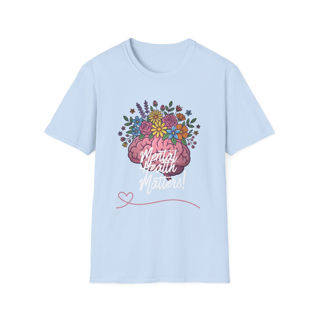 Mental Health Awareness T-Shirt — Floral Brain Design