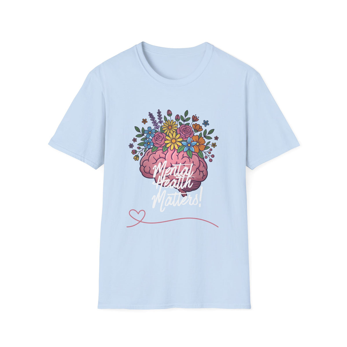 Mental Health Awareness T-Shirt — Floral Brain Design
