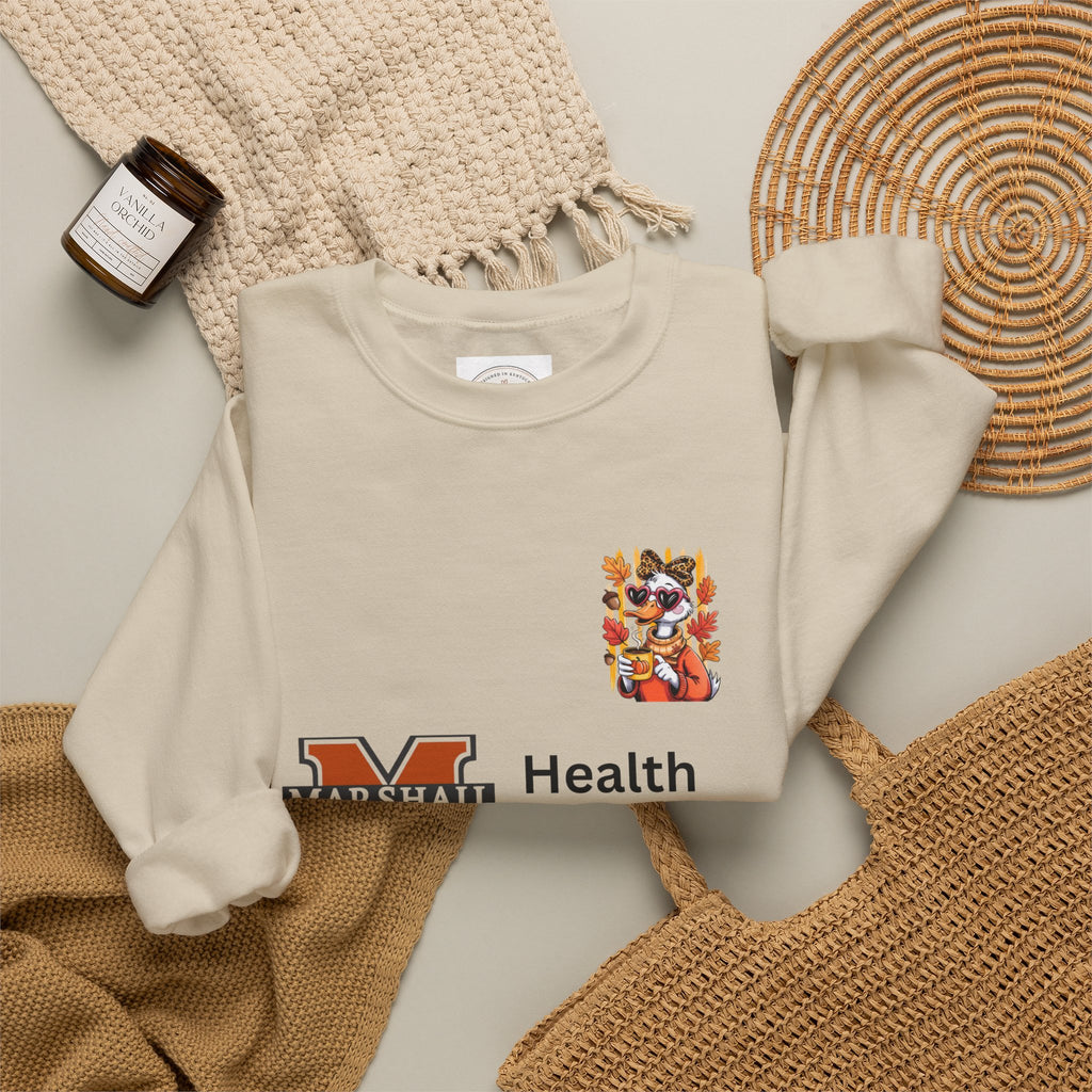 Crewneck Sweatshirt — "Just a Fall Goose" Autumn Graphic, Marshall Health Network Logo