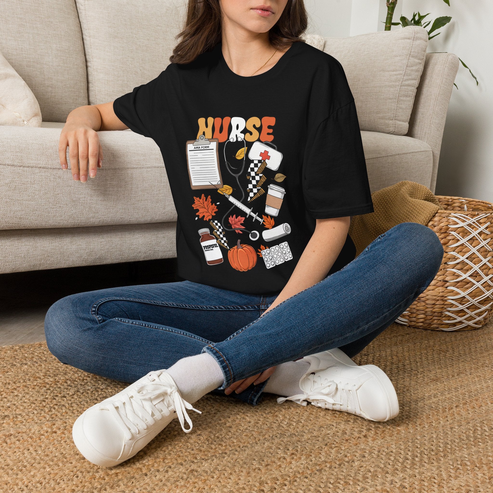 Nurse Fall Vibes T-Shirt — Autumn Healthcare Graphic Tee