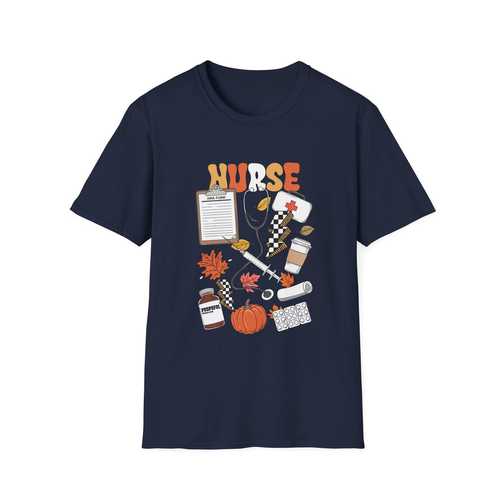 Nurse Fall Vibes T-Shirt — Autumn Healthcare Graphic Tee