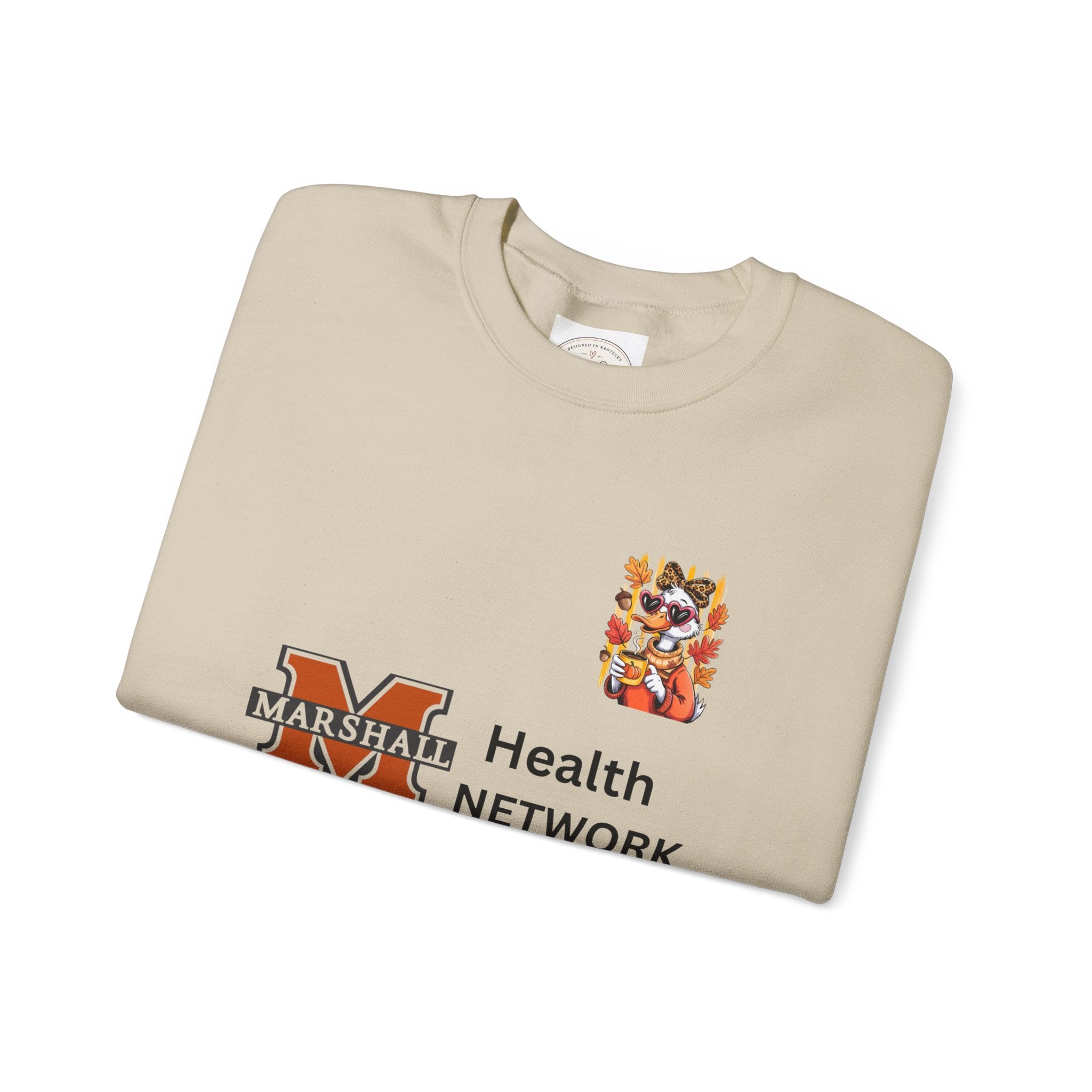 Crewneck Sweatshirt — "Just a Fall Goose" Autumn Graphic, Marshall Health Network Logo
