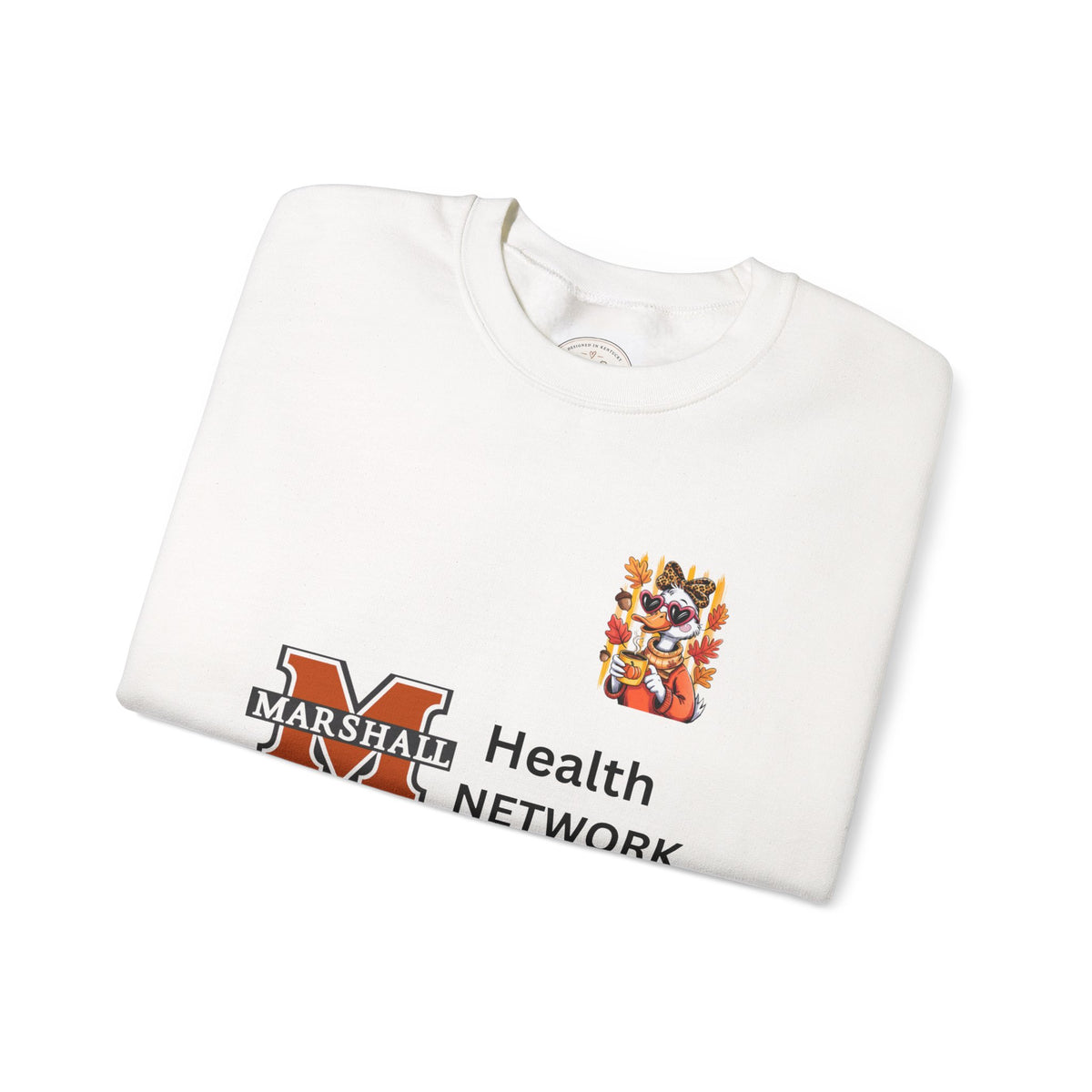 Crewneck Sweatshirt — "Just a Fall Goose" Autumn Graphic, Marshall Health Network Logo