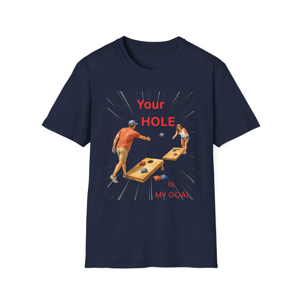 Cornhole Couples T‑Shirt – “Your Hole, My Goal” Funny Corn Toss Tee