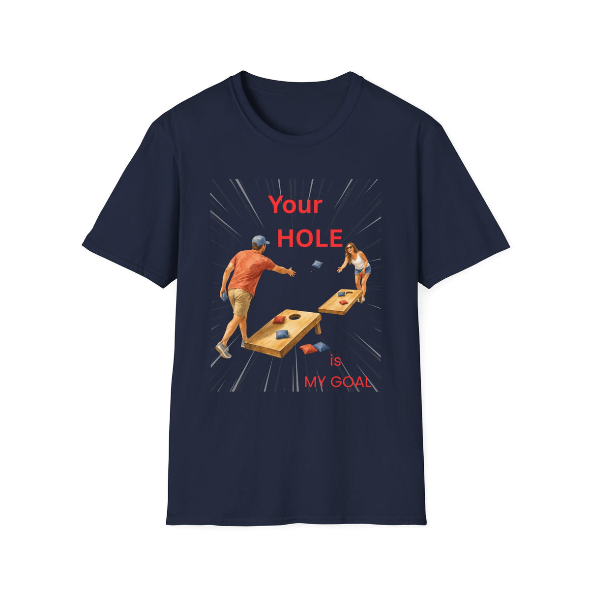 Cornhole Couples T‑Shirt – “Your Hole, My Goal” Funny Corn Toss Tee