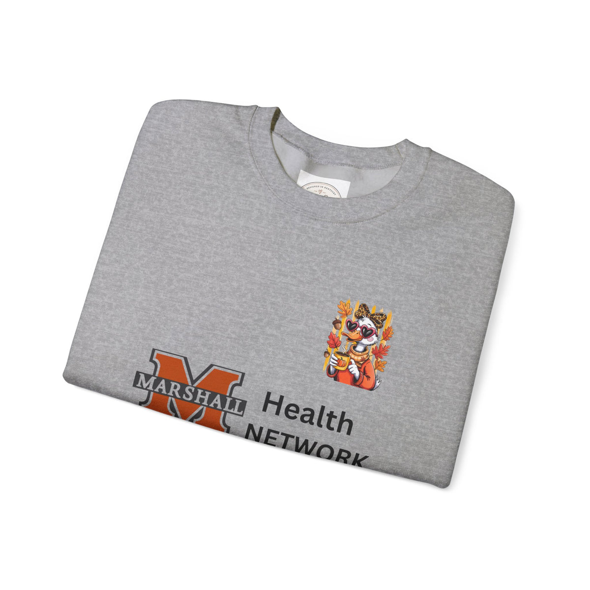 Crewneck Sweatshirt — "Just a Fall Goose" Autumn Graphic, Marshall Health Network Logo