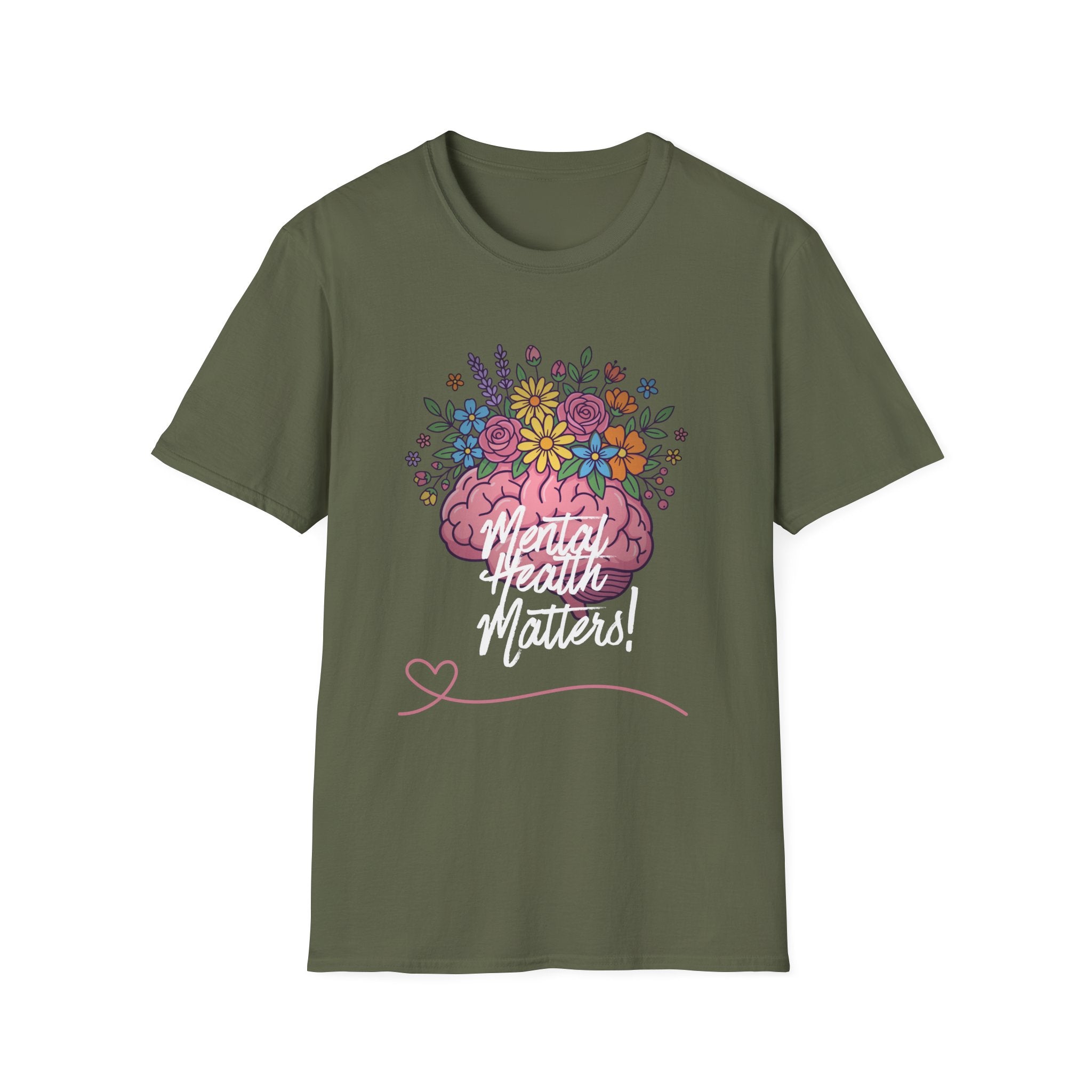 Mental Health Awareness T-Shirt — Floral Brain Design