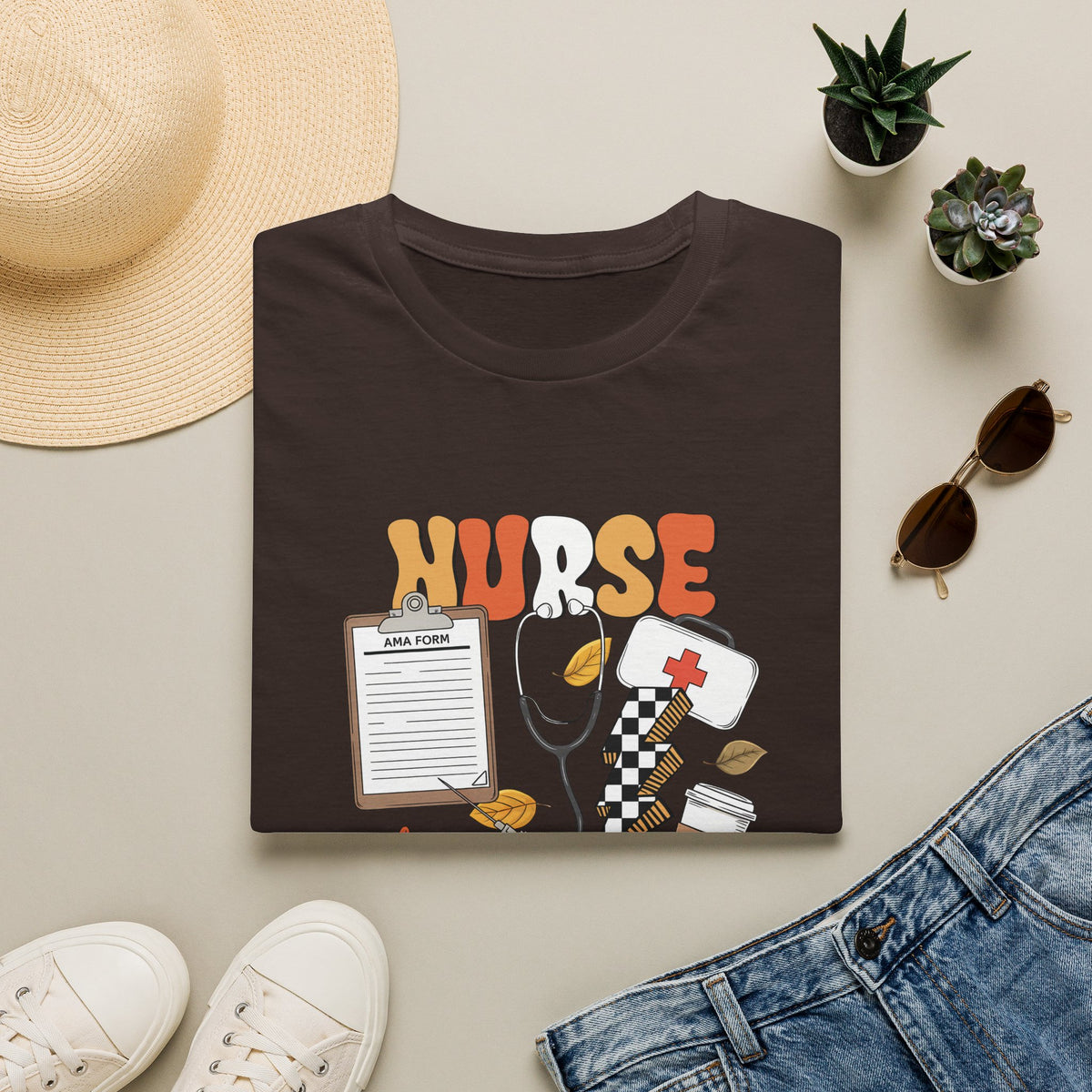 Nurse Fall Vibes T-Shirt — Autumn Healthcare Graphic Tee
