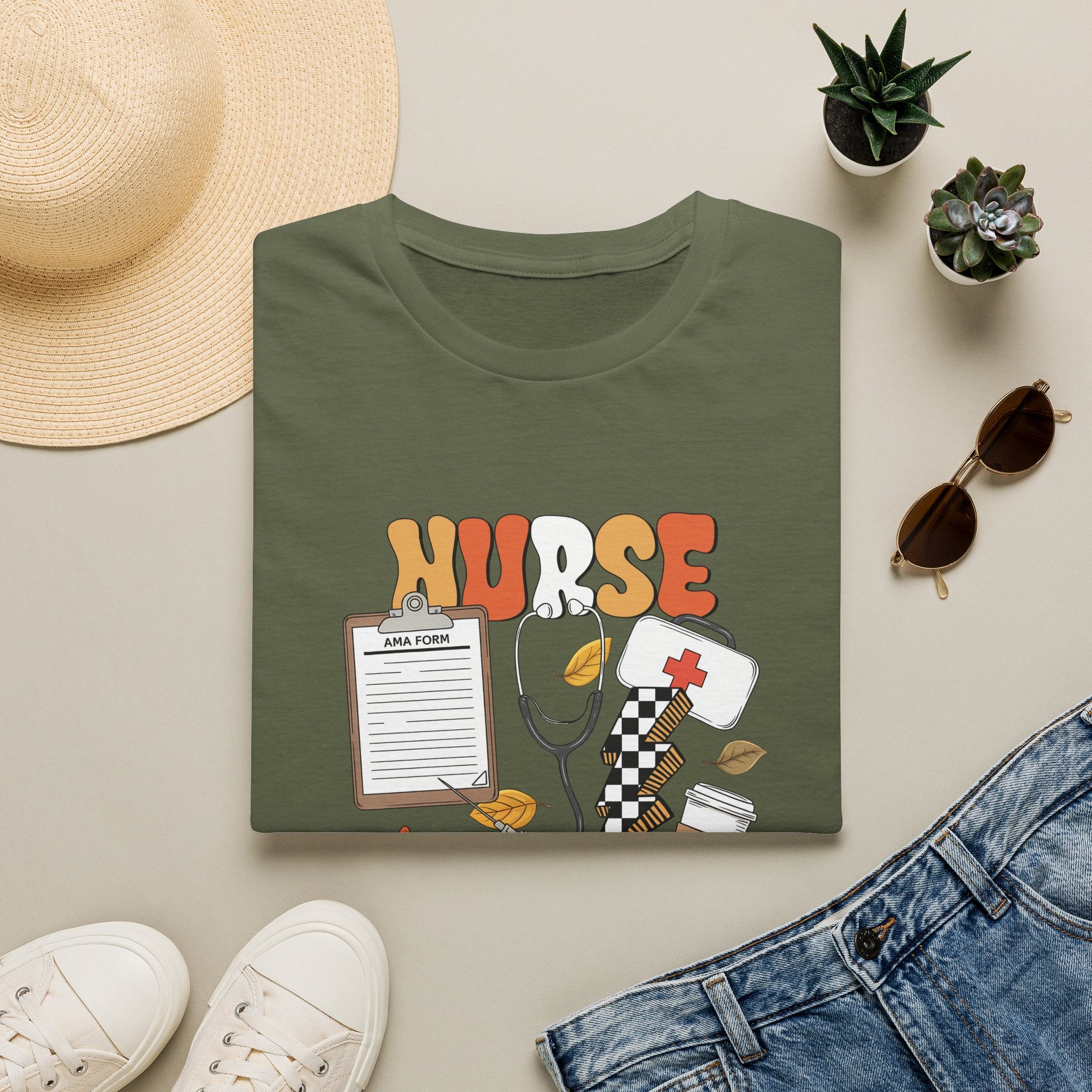 Nurse Fall Vibes T-Shirt — Autumn Healthcare Graphic Tee