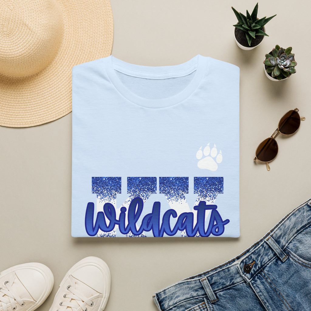 Wildcats Blue Distressed Block Letter T-Shirt — School Spirit Tee